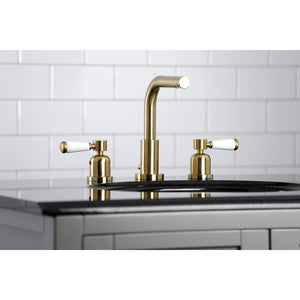 Paris FSC8953DPL Two-Handle 3-Hole Deck Mount Widespread Bathroom Faucet with Pop-Up Drain, Brushed Brass