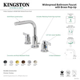 NuvoFusion FSC8953NDL Two-Handle 3-Hole Deck Mount Widespread Bathroom Faucet with Pop-Up Drain, Brushed Brass