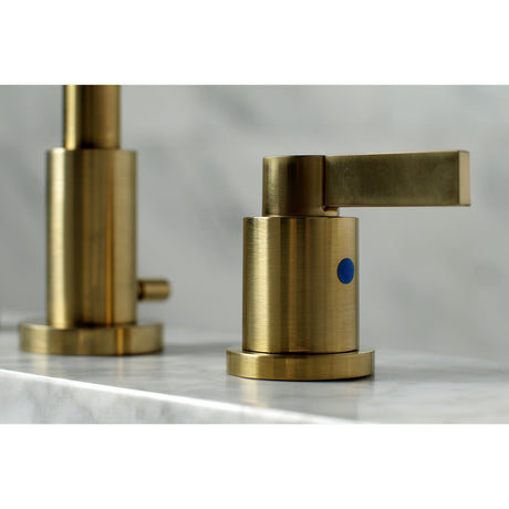 NuvoFusion FSC8953NDL Two-Handle 3-Hole Deck Mount Widespread Bathroom Faucet with Pop-Up Drain, Brushed Brass