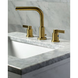 NuvoFusion FSC8953NDL Two-Handle 3-Hole Deck Mount Widespread Bathroom Faucet with Pop-Up Drain, Brushed Brass