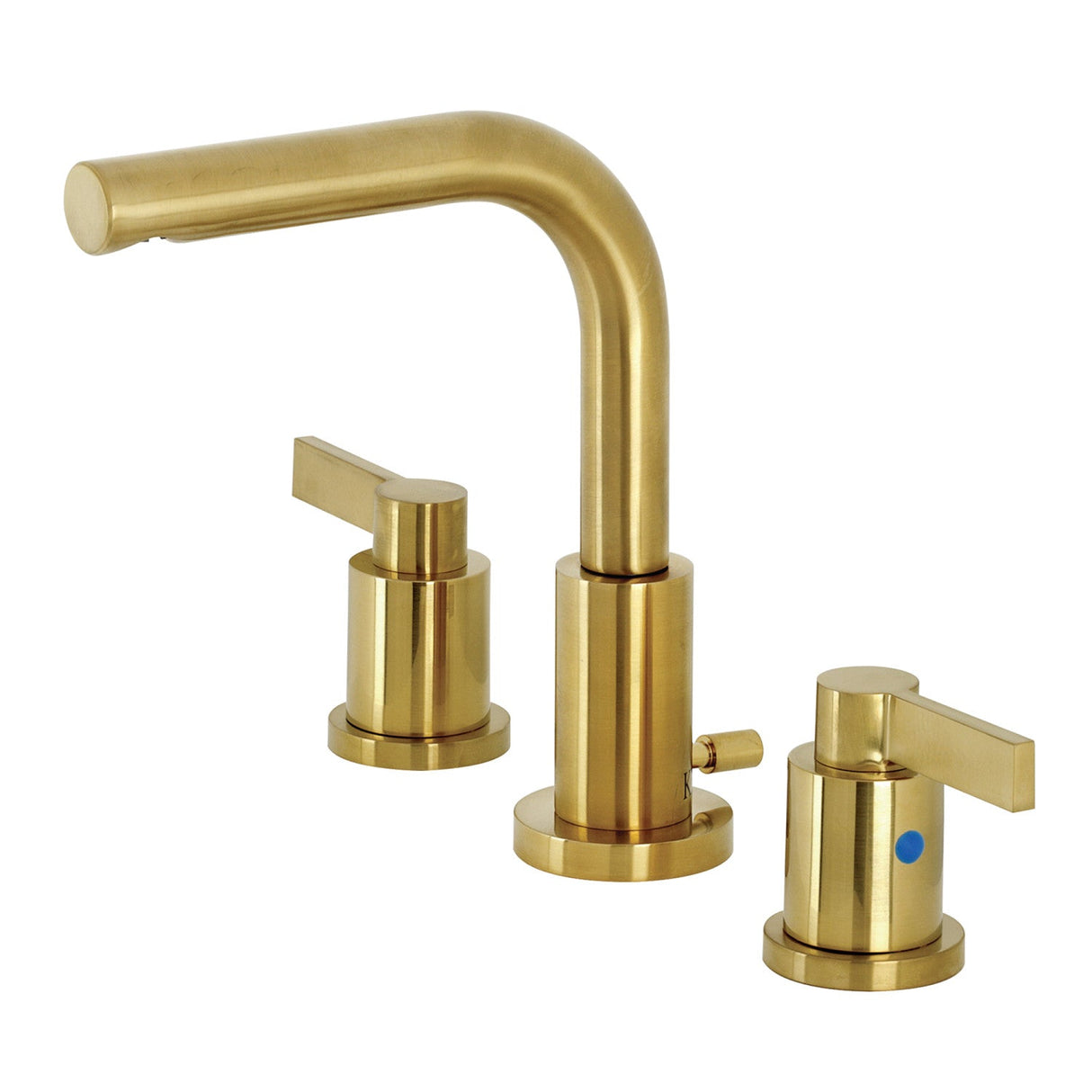 NuvoFusion FSC8953NDL Two-Handle 3-Hole Deck Mount Widespread Bathroom Faucet with Pop-Up Drain, Brushed Brass