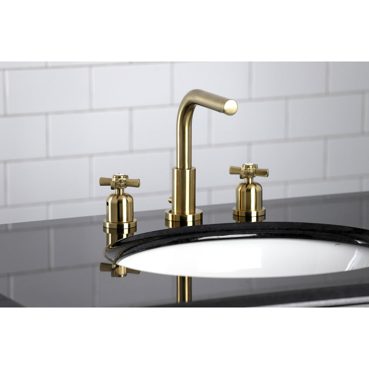 Millennium FSC8953ZX Two-Handle 3-Hole Deck Mount Widespread Bathroom Faucet with Pop-Up Drain, Brushed Brass