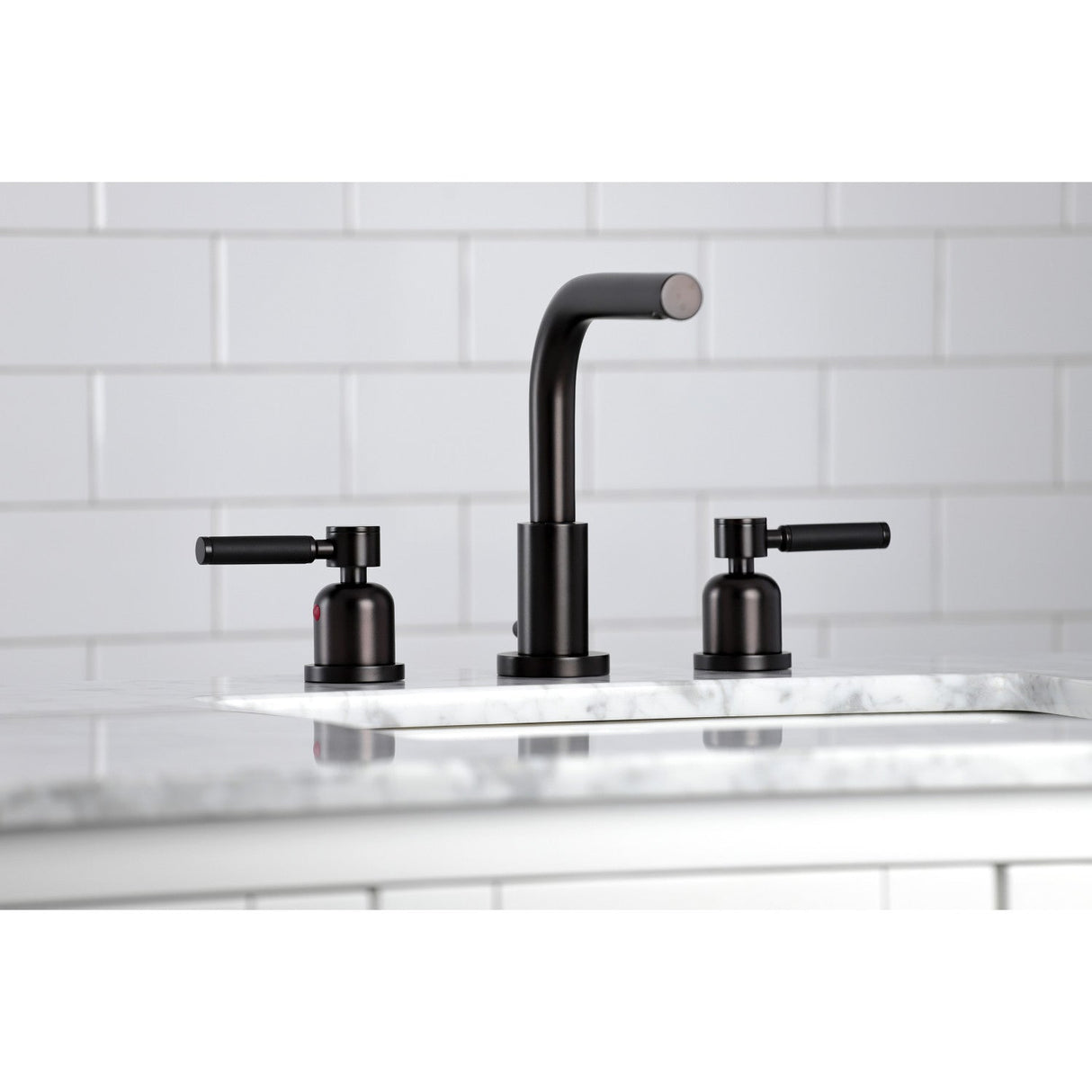 Kaiser FSC8955DKL Two-Handle 3-Hole Deck Mount Widespread Bathroom Faucet with Pop-Up Drain, Oil Rubbed Bronze