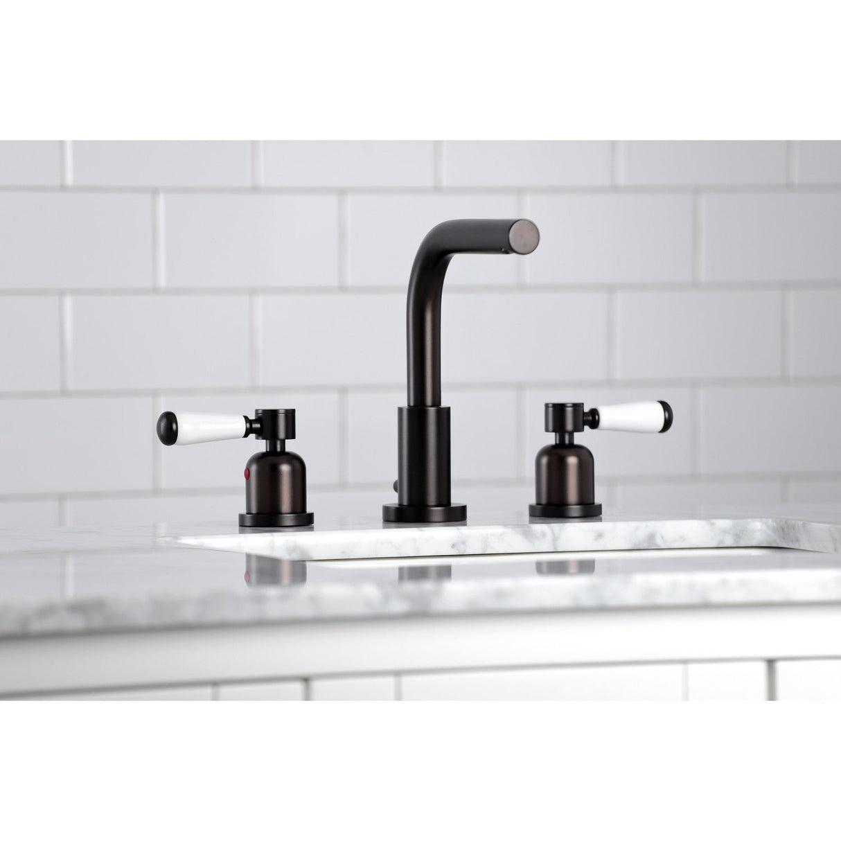 Paris FSC8955DPL Two-Handle 3-Hole Deck Mount Widespread Bathroom Faucet with Pop-Up Drain, Oil Rubbed Bronze