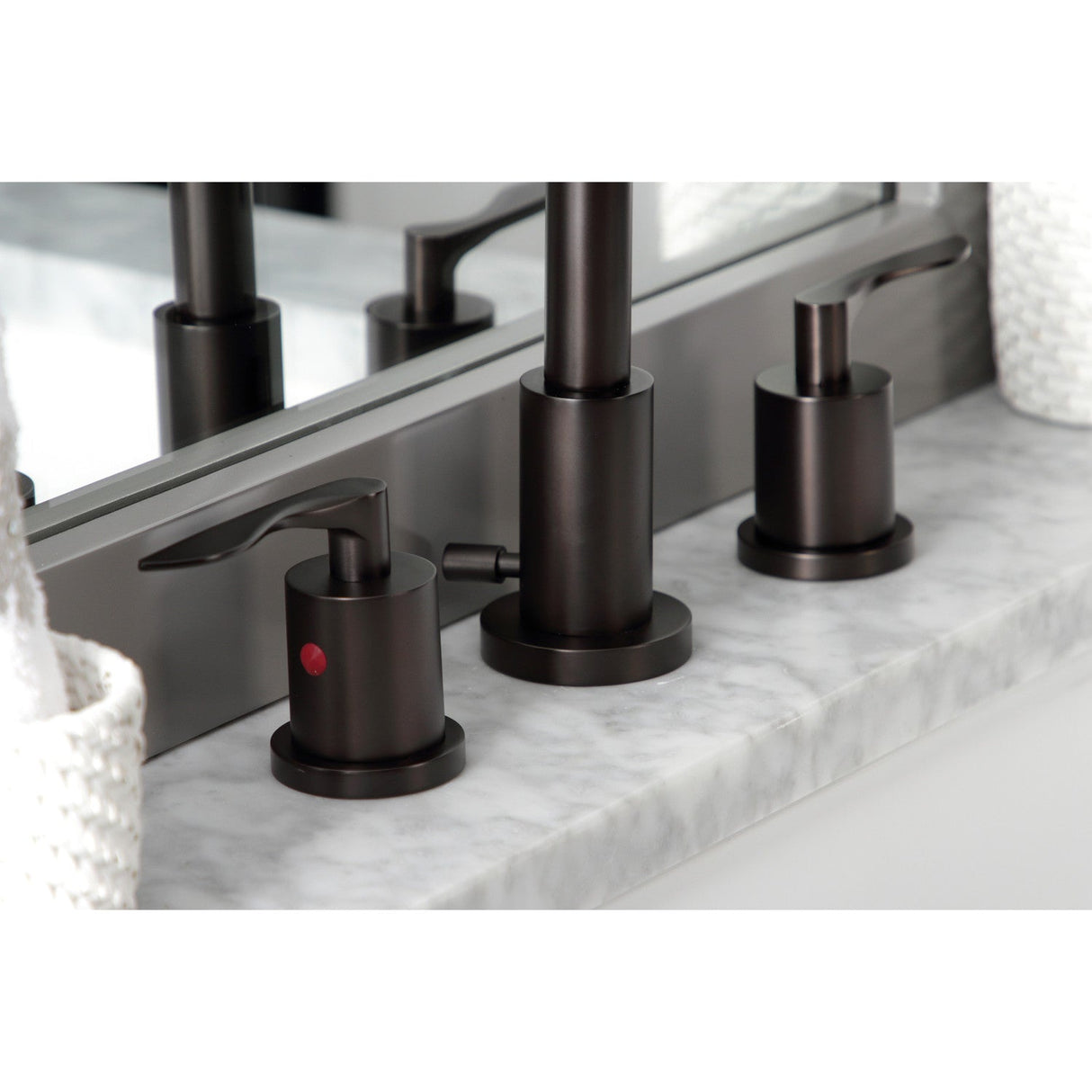 Serena FSC8955SVL Two-Handle 3-Hole Deck Mount Widespread Bathroom Faucet with Pop-Up Drain, Oil Rubbed Bronze