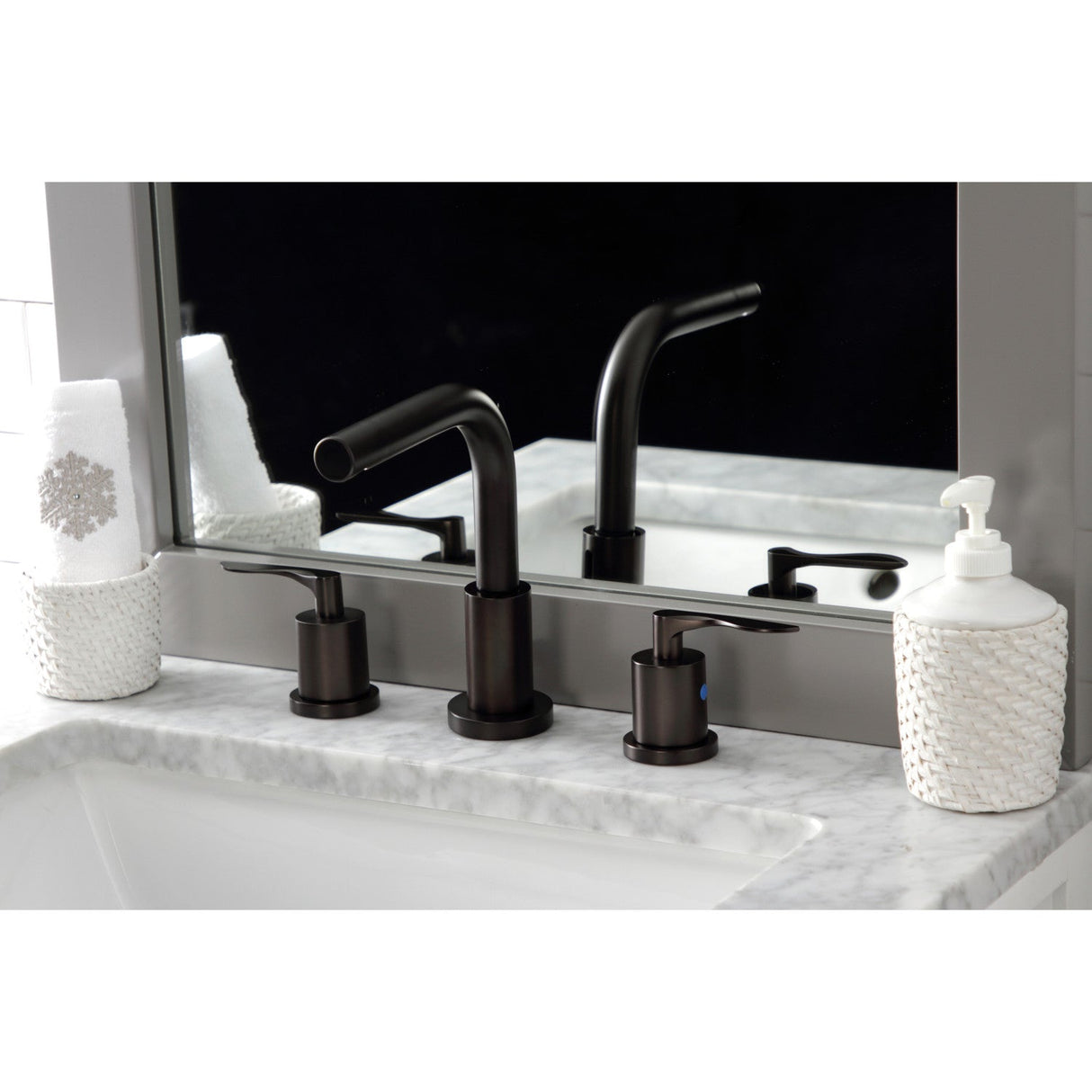 Serena FSC8955SVL Two-Handle 3-Hole Deck Mount Widespread Bathroom Faucet with Pop-Up Drain, Oil Rubbed Bronze