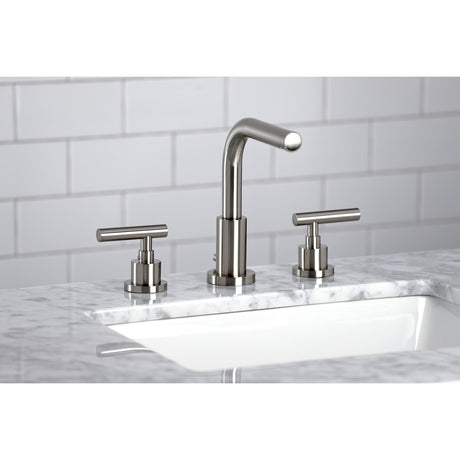 Manhattan FSC8958CML Two-Handle 3-Hole Deck Mount Widespread Bathroom Faucet with Pop-Up Drain, Brushed Nickel