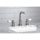 Paris FSC8958DPL Two-Handle 3-Hole Deck Mount Widespread Bathroom Faucet with Pop-Up Drain, Brushed Nickel