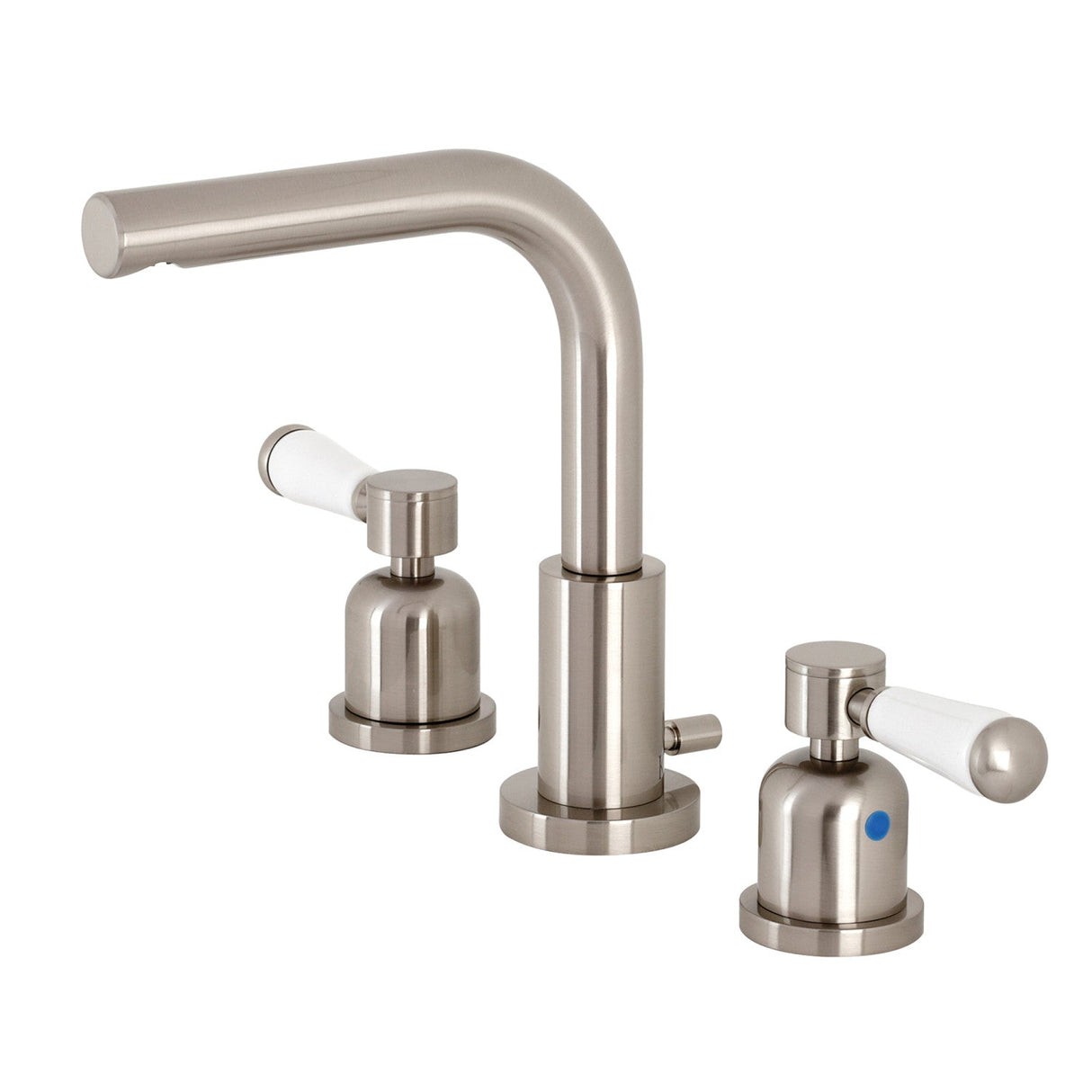 Paris FSC8958DPL Two-Handle 3-Hole Deck Mount Widespread Bathroom Faucet with Pop-Up Drain, Brushed Nickel