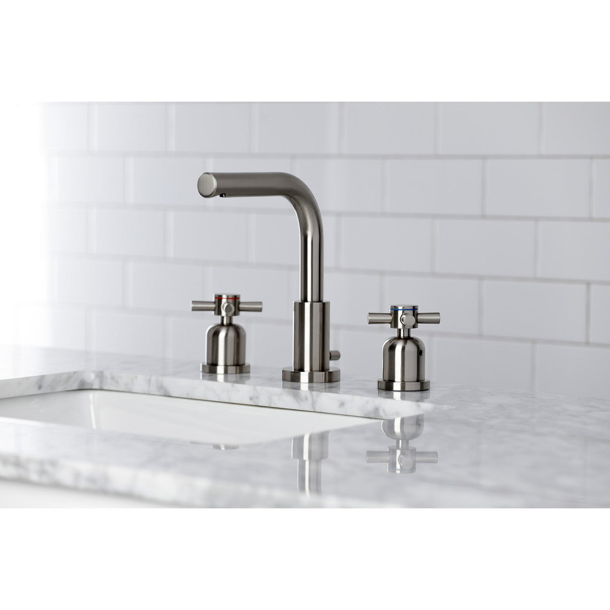 Concord FSC8958DX Two-Handle 3-Hole Deck Mount Widespread Bathroom Faucet with Pop-Up Drain, Brushed Nickel