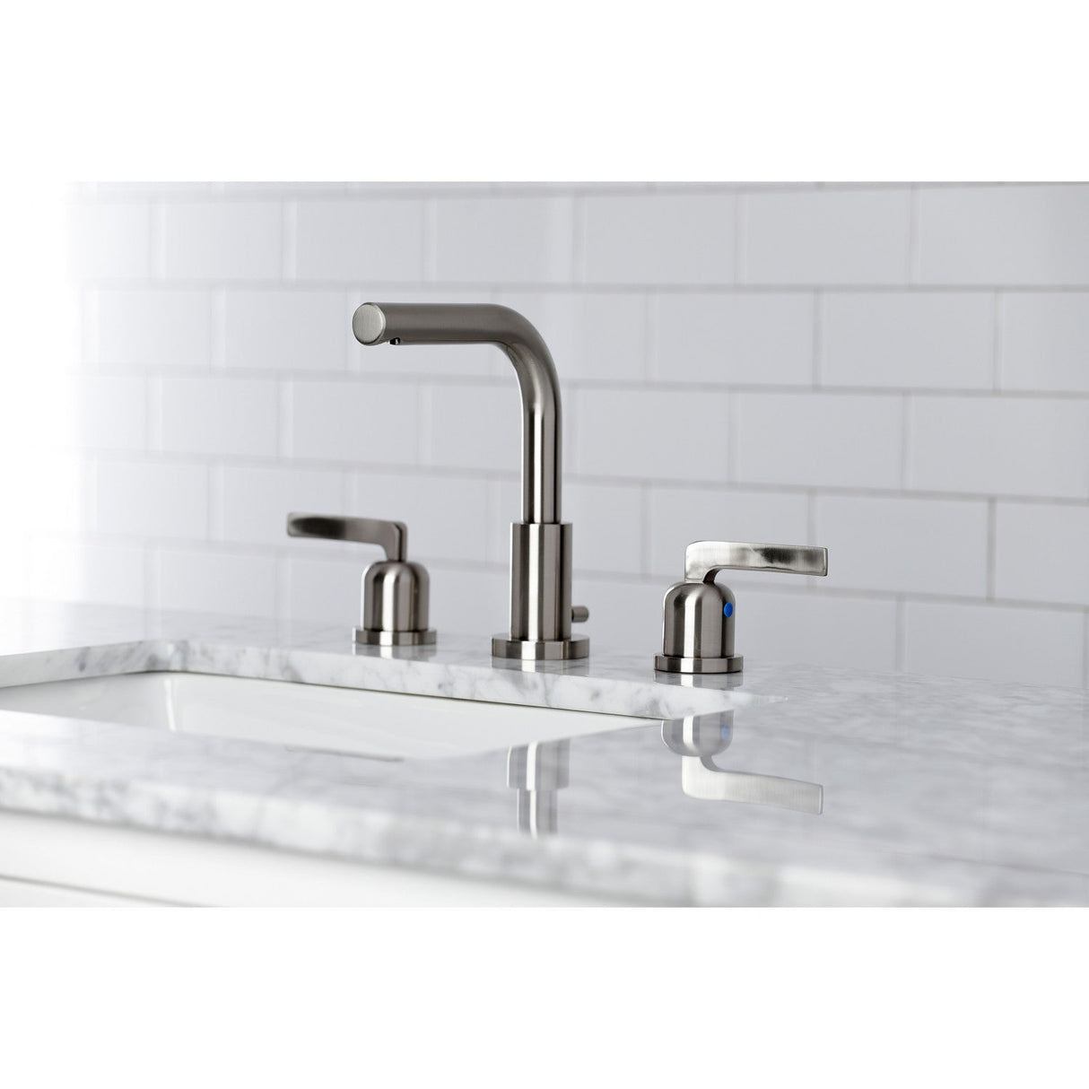 Centurion FSC8958EFL Two-Handle 3-Hole Deck Mount Widespread Bathroom Faucet with Pop-Up Drain, Brushed Nickel