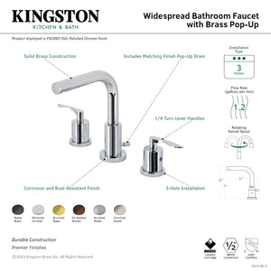 Serena FSC8958SVL Two-Handle 3-Hole Deck Mount Widespread Bathroom Faucet with Pop-Up Drain, Brushed Nickel