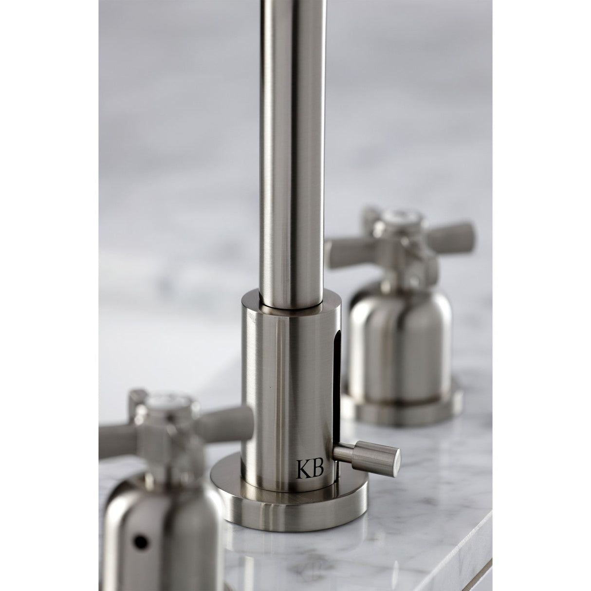 Millennium FSC8958ZX Two-Handle 3-Hole Deck Mount Widespread Bathroom Faucet with Pop-Up Drain, Brushed Nickel