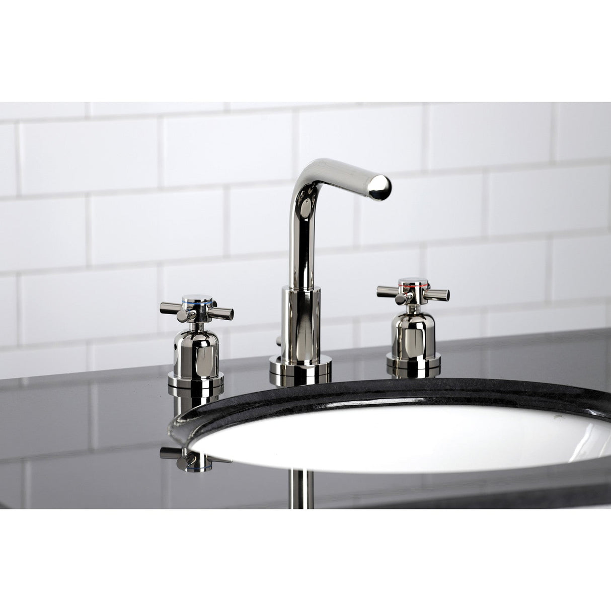 Concord FSC8959DX Two-Handle 3-Hole Deck Mount Widespread Bathroom Faucet with Pop-Up Drain, Polished Nickel