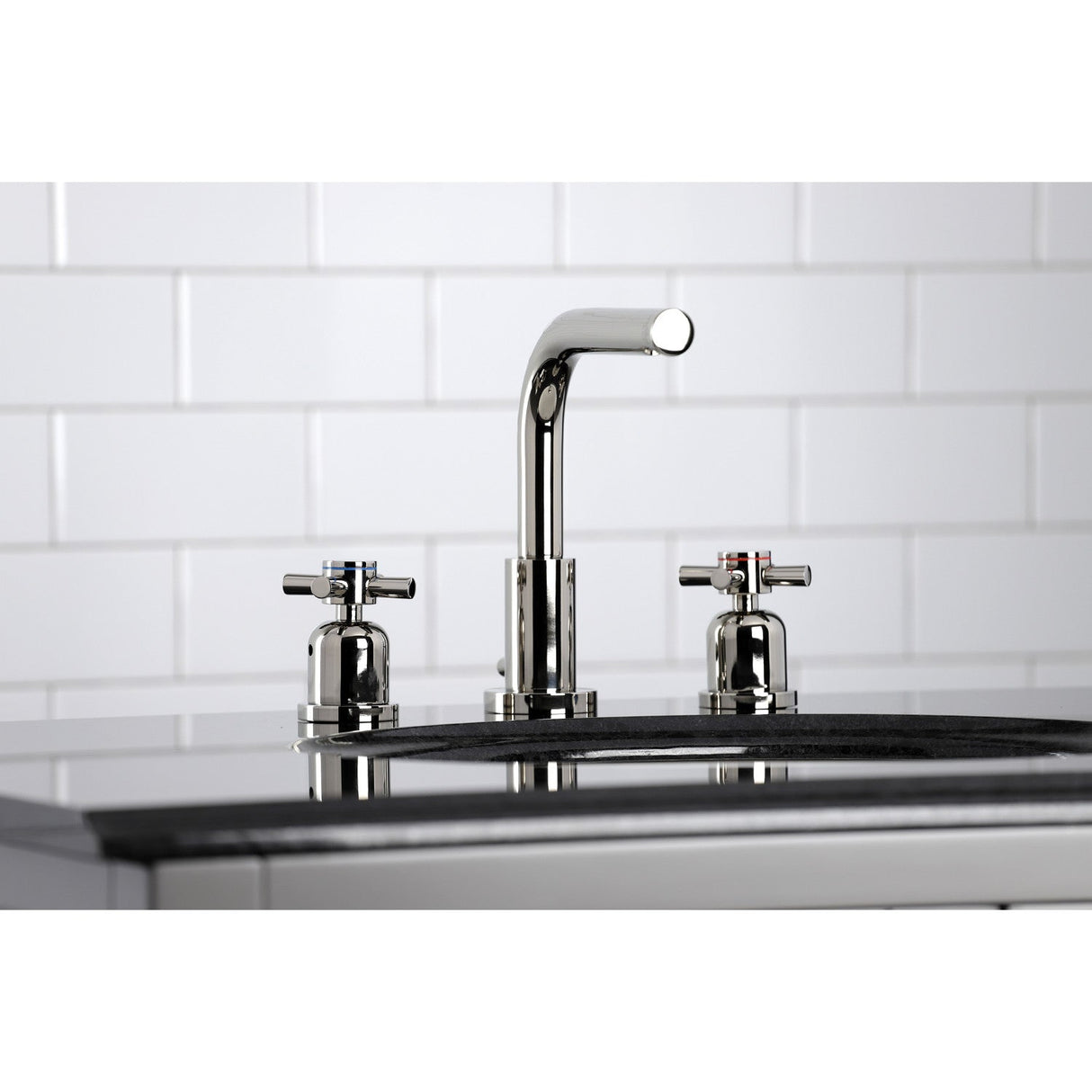 Concord FSC8959DX Two-Handle 3-Hole Deck Mount Widespread Bathroom Faucet with Pop-Up Drain, Polished Nickel