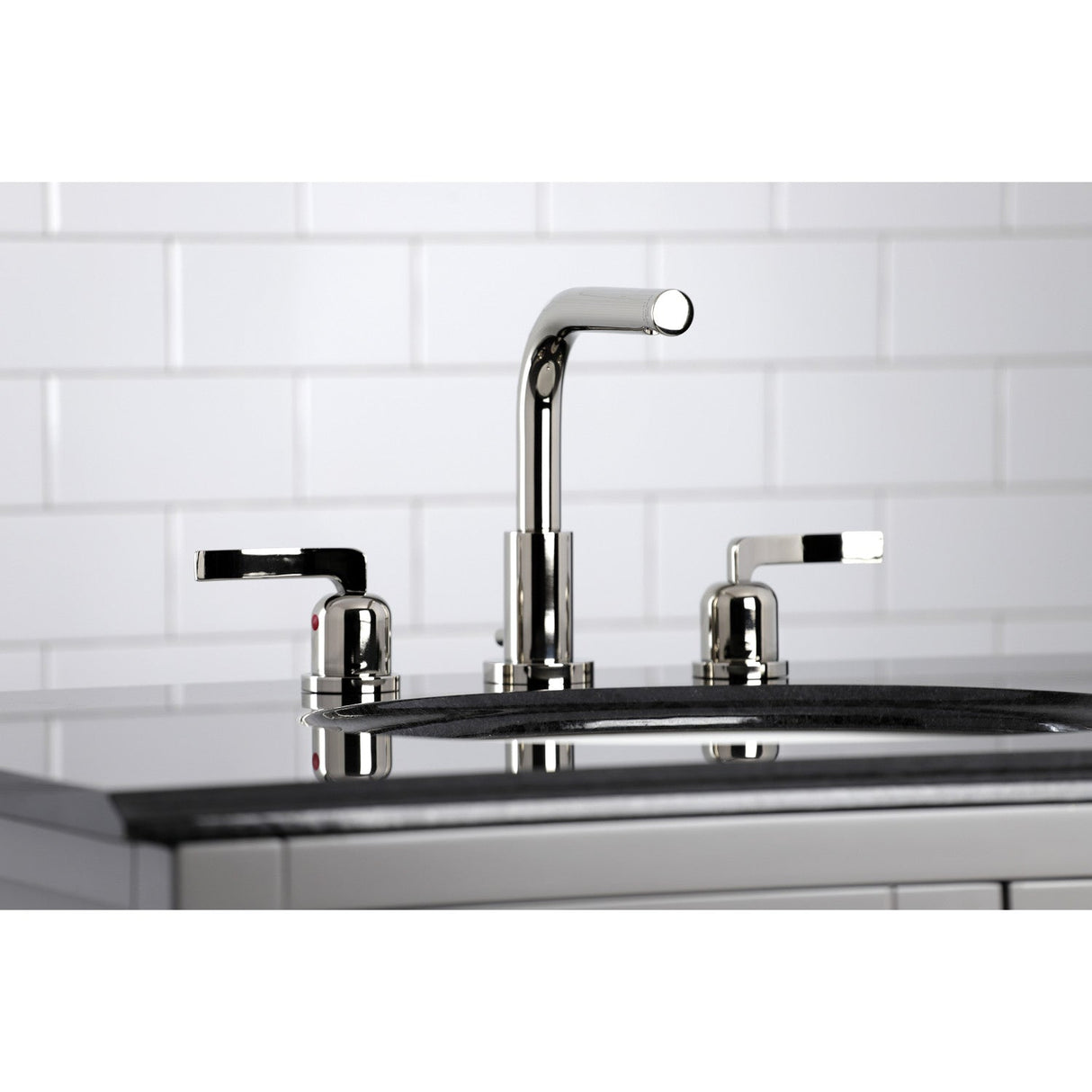 Centurion FSC8959EFL Two-Handle 3-Hole Deck Mount Widespread Bathroom Faucet with Pop-Up Drain, Polished Nickel