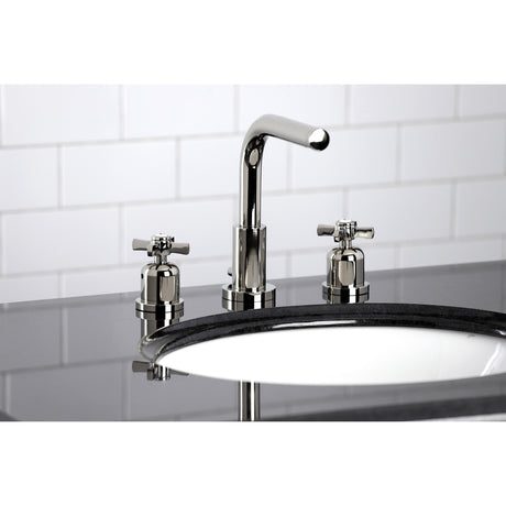 Millennium FSC8959ZX Two-Handle 3-Hole Deck Mount Widespread Bathroom Faucet with Pop-Up Drain, Polished Nickel