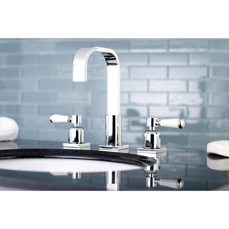 Paris FSC8961DPL Two-Handle 3-Hole Deck Mount Widespread Bathroom Faucet with Pop-Up Drain, Polished Chrome