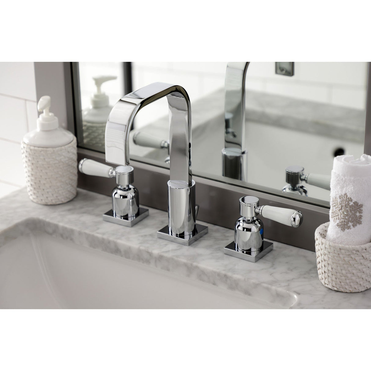 Paris FSC8961DPL Two-Handle 3-Hole Deck Mount Widespread Bathroom Faucet with Pop-Up Drain, Polished Chrome