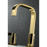 NuvoFusion FSC8962NDL Two-Handle 3-Hole Deck Mount Widespread Bathroom Faucet with Pop-Up Drain, Polished Brass