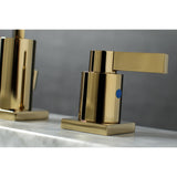 NuvoFusion FSC8962NDL Two-Handle 3-Hole Deck Mount Widespread Bathroom Faucet with Pop-Up Drain, Polished Brass