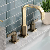 NuvoFusion FSC89633NDL Two-Handle 3-Hole Deck Mount Widespread Bathroom Faucet with Pop-Up Drain, Antique Brass