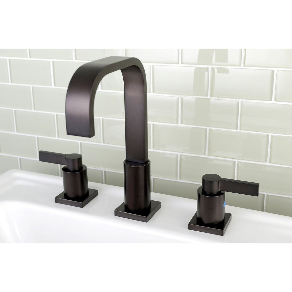 NuvoFusion FSC8965NDL Two-Handle 3-Hole Deck Mount Widespread Bathroom Faucet with Pop-Up Drain, Oil Rubbed Bronze