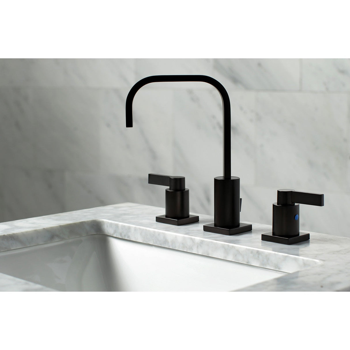 NuvoFusion FSC8965NDL Two-Handle 3-Hole Deck Mount Widespread Bathroom Faucet with Pop-Up Drain, Oil Rubbed Bronze