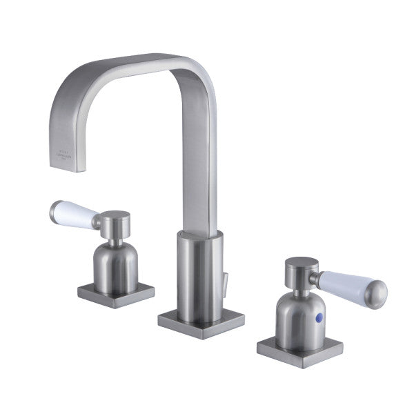 Paris FSC8968DPL Two-Handle 3-Hole Deck Mount Widespread Bathroom Faucet with Pop-Up Drain, Brushed Nickel