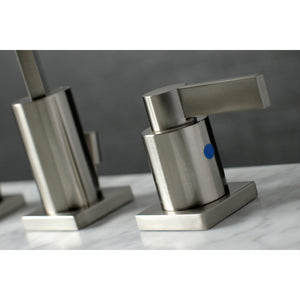 NuvoFusion FSC8968NDL Two-Handle 3-Hole Deck Mount Widespread Bathroom Faucet with Pop-Up Drain, Brushed Nickel