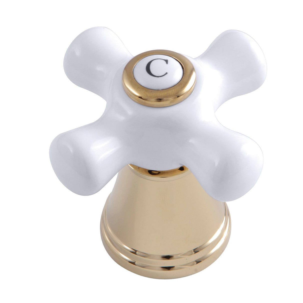 FSCH1972APXC Cold Porcelain Cross Handle, Polished Brass