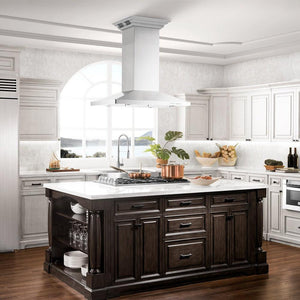 ZLINE Island Mount Range Hood in Stainless Steel with Built-in CrownSound Bluetooth Speakers (GL2iCRN-BT)