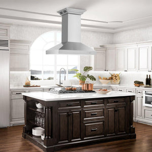 ZLINE Island Mount Range Hood in Stainless Steel with Built-in CrownSound Bluetooth Speakers (KL3iCRN-BT)