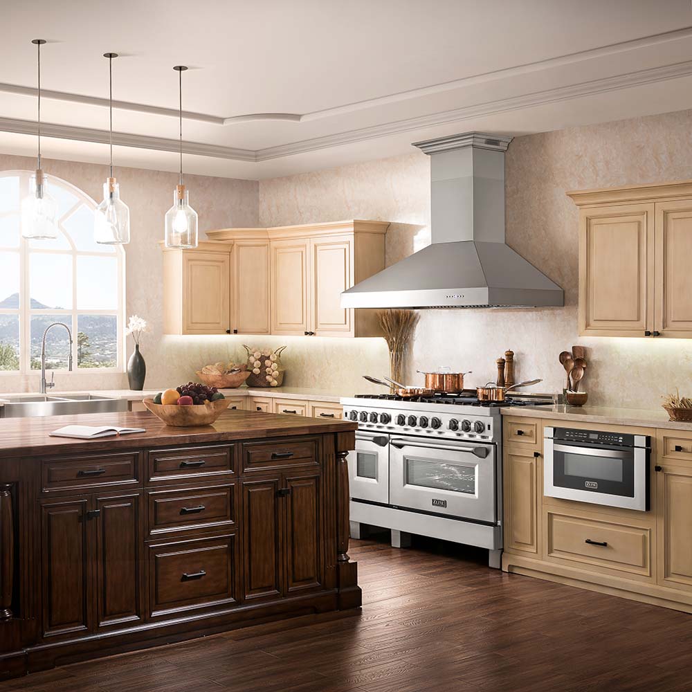 ZLINE Professional Wall Mount Range Hood in Stainless Steel with Built-in CrownSound Bluetooth Speakers (697CRN-BT)
