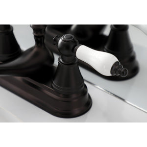 English Classic FSY3605PL Two-Handle 3-Hole Deck Mount 4" Centerset Bathroom Faucet with Plastic Pop-Up, Oil Rubbed Bronze