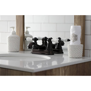 English Classic FSY3605PL Two-Handle 3-Hole Deck Mount 4" Centerset Bathroom Faucet with Plastic Pop-Up, Oil Rubbed Bronze