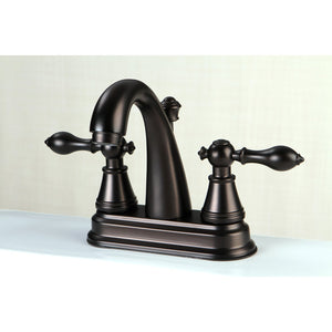 English Classic FSY7615AL Two-Handle 3-Hole Deck Mount 4" Centerset Bathroom Faucet with Plastic Pop-Up, Oil Rubbed Bronze