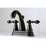 English Classic FSY7616AL Two-Handle 3-Hole Deck Mount 4" Centerset Bathroom Faucet with Plastic Pop-Up, Naples Bronze