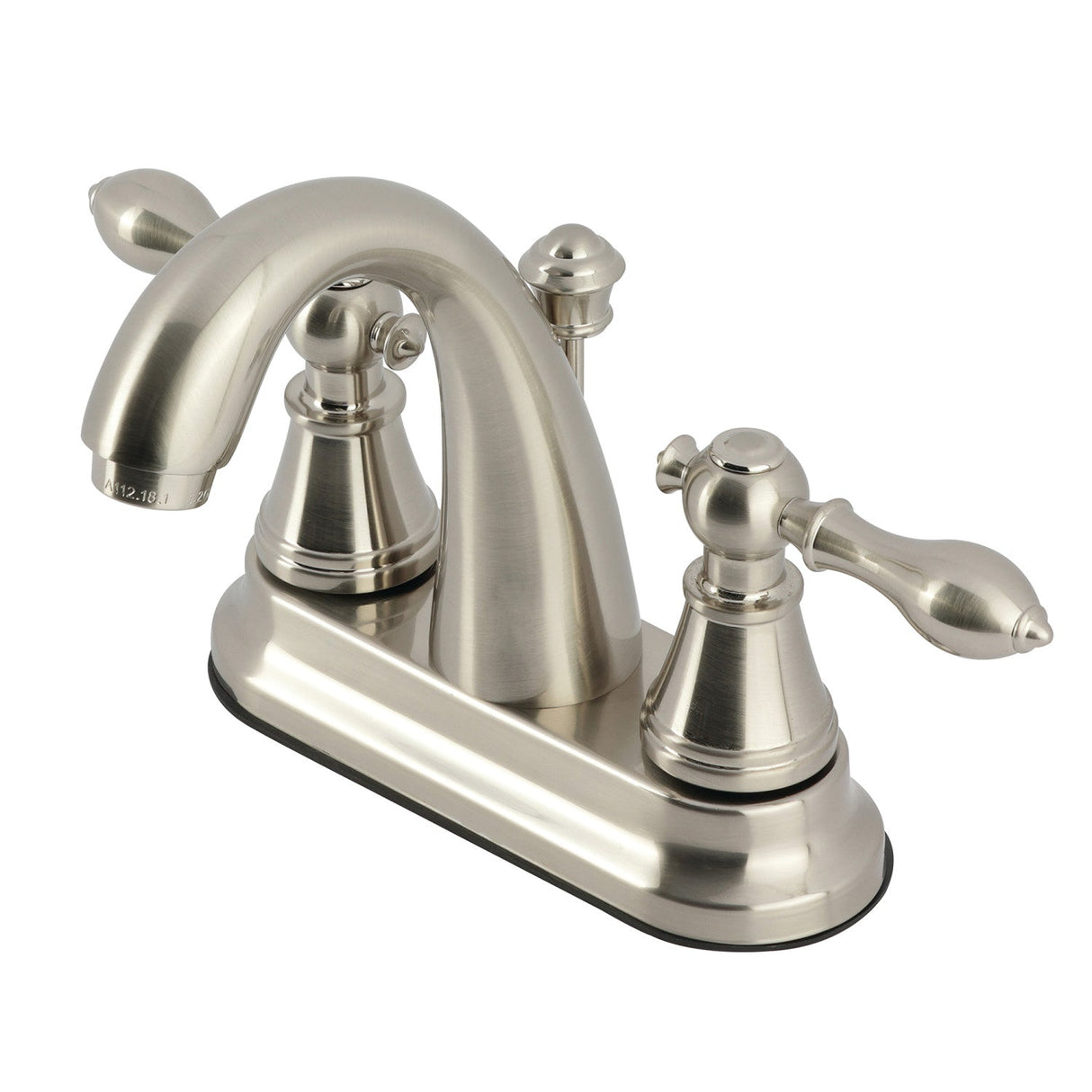 English Classic FSY7618AL Two-Handle 3-Hole Deck Mount 4" Centerset Bathroom Faucet with Plastic Pop-Up, Brushed Nickel