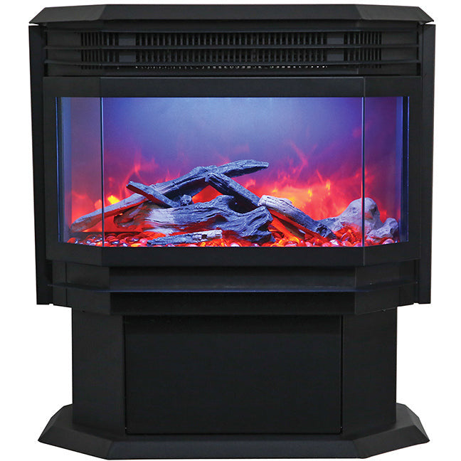 Amantii FS-26-922 26" WiFi Enabled Smart Electric Freestanding Fireplace, Featuring a Multi Function Remote, Multi Flame Speeds and a 10 Piece Birch Log Set