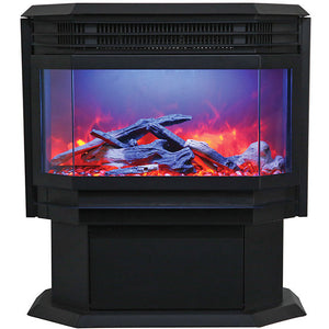 Amantii FS-26-922 26" WiFi Enabled Smart Electric Freestanding Fireplace, Featuring a Multi Function Remote, Multi Flame Speeds and a 10 Piece Birch Log Set