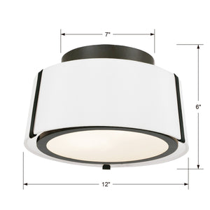 Fulton 2 Light Matte Black Semi Flush Mount FUL-903-BK
