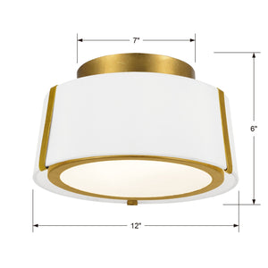 Fulton 2 Light Matte Black Semi Flush Mount FUL-903-BK