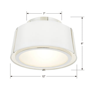 Fulton 2 Light Matte Black Semi Flush Mount FUL-903-BK