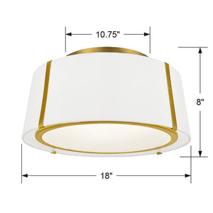 Fulton 3 Light Matte Black Semi Flush Mount FUL-905-BK