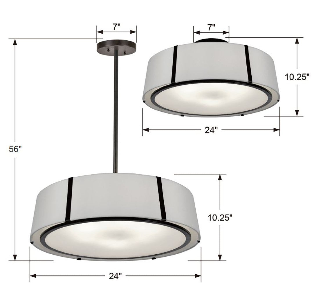 Fulton 6 Light Matte Black Semi Flush Mount FUL-907-BK_CEILING