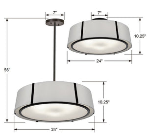 Fulton 6 Light Matte Black Semi Flush Mount FUL-907-BK_CEILING