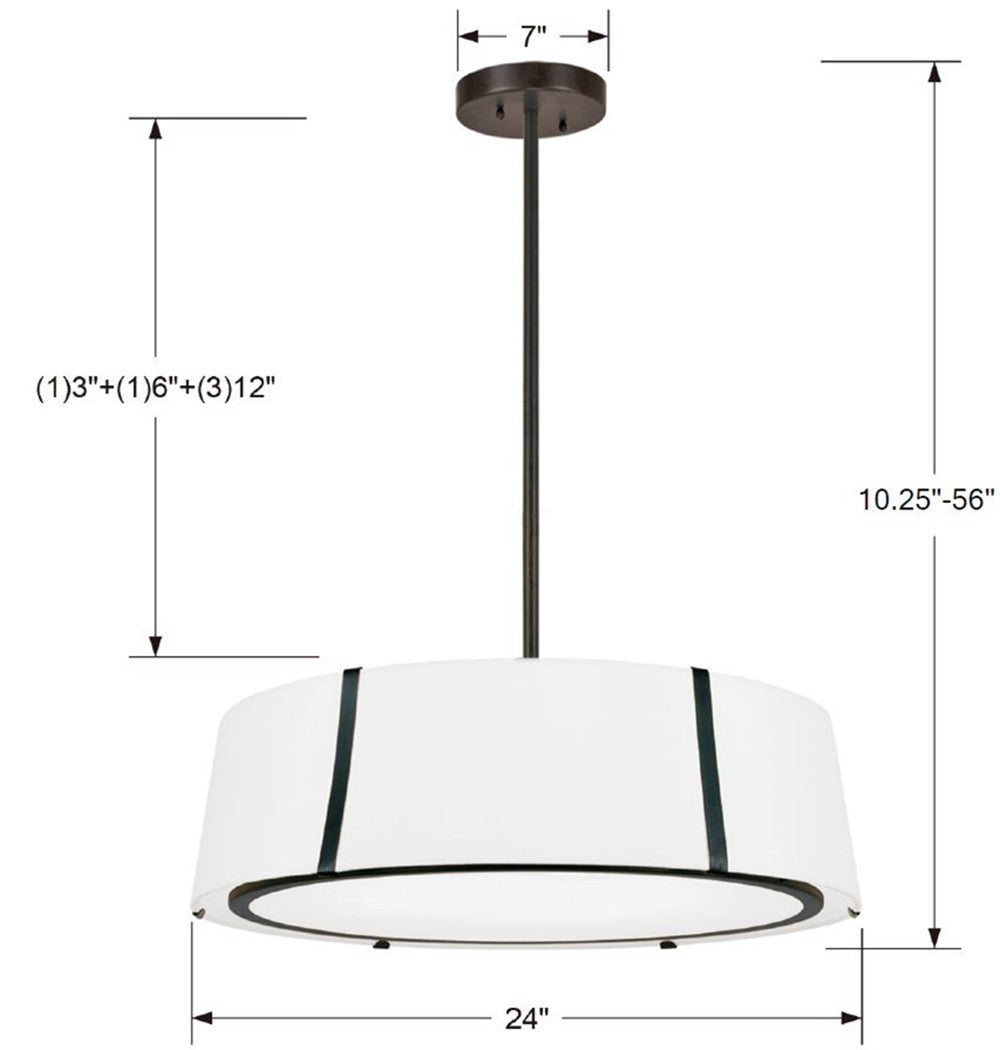 Fulton 6 Light Matte Black Chandelier FUL-907-BK