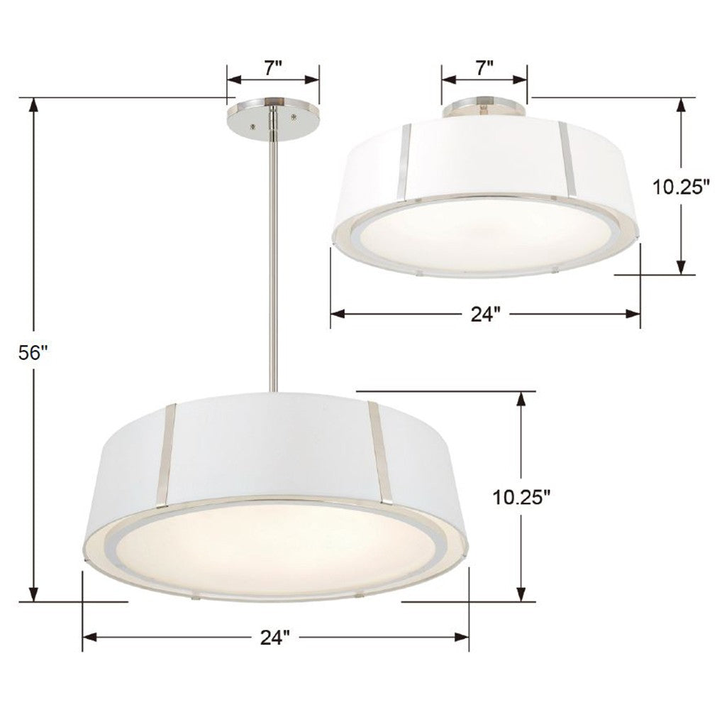 Fulton 6 Light Matte Black Semi Flush Mount FUL-907-BK_CEILING