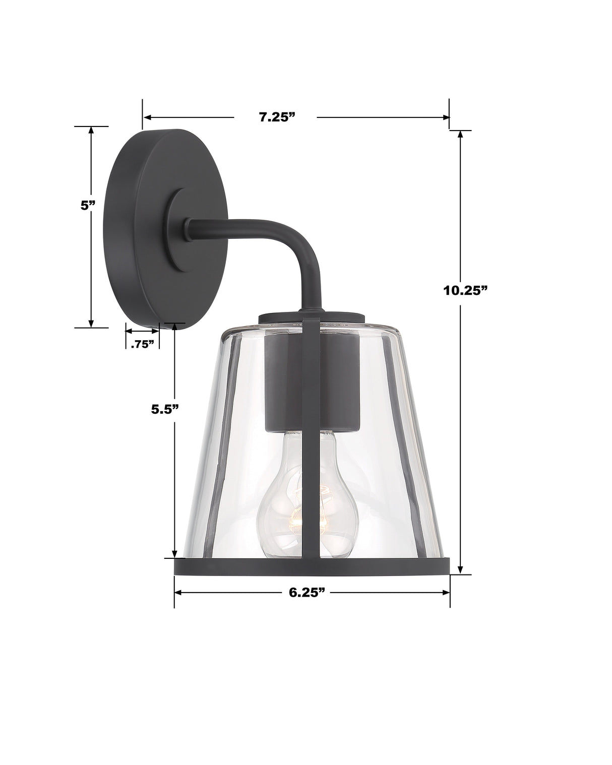 Fulton 1 Light Black Bathroom Vanity FUL-911-BK